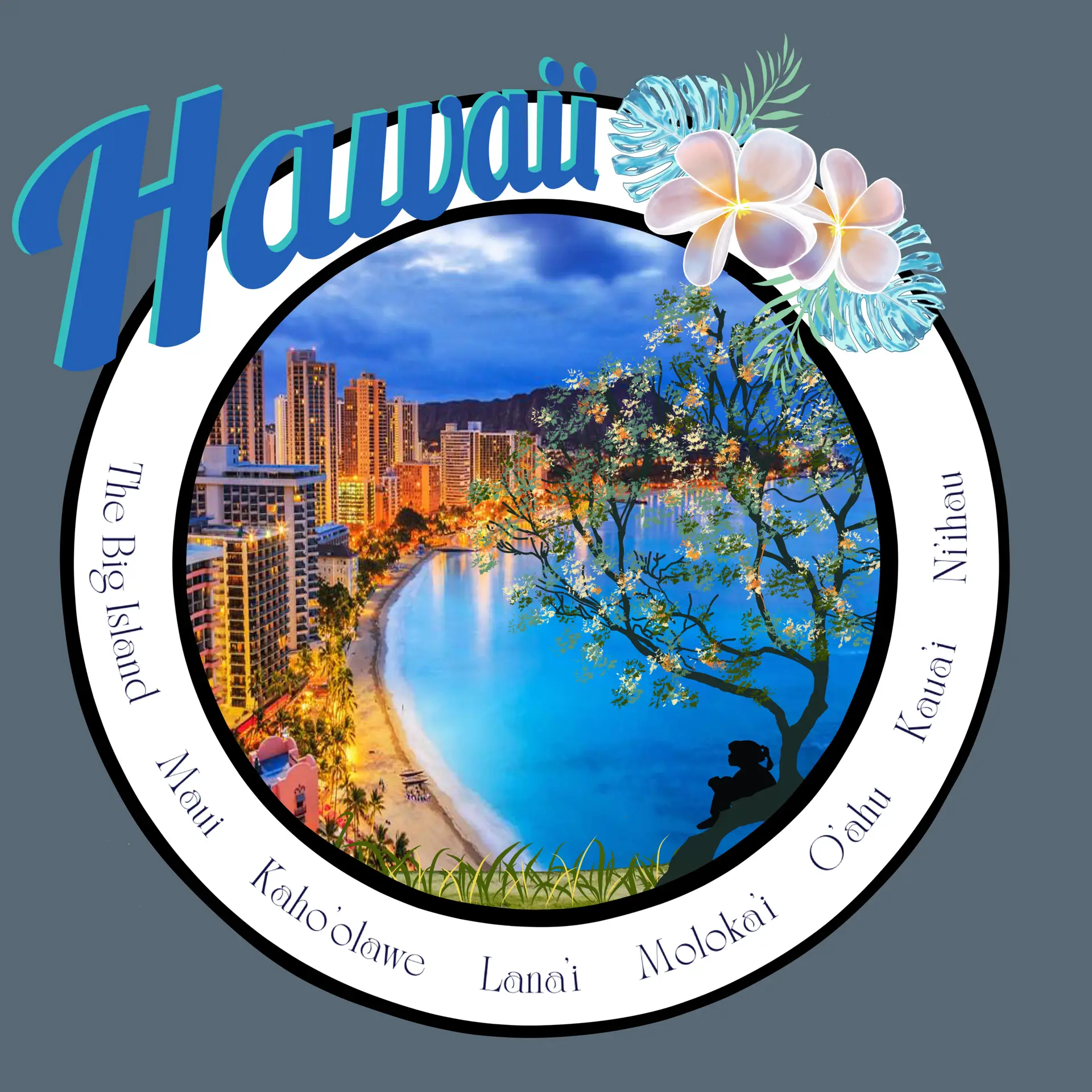 oahu night city scape heathered slate