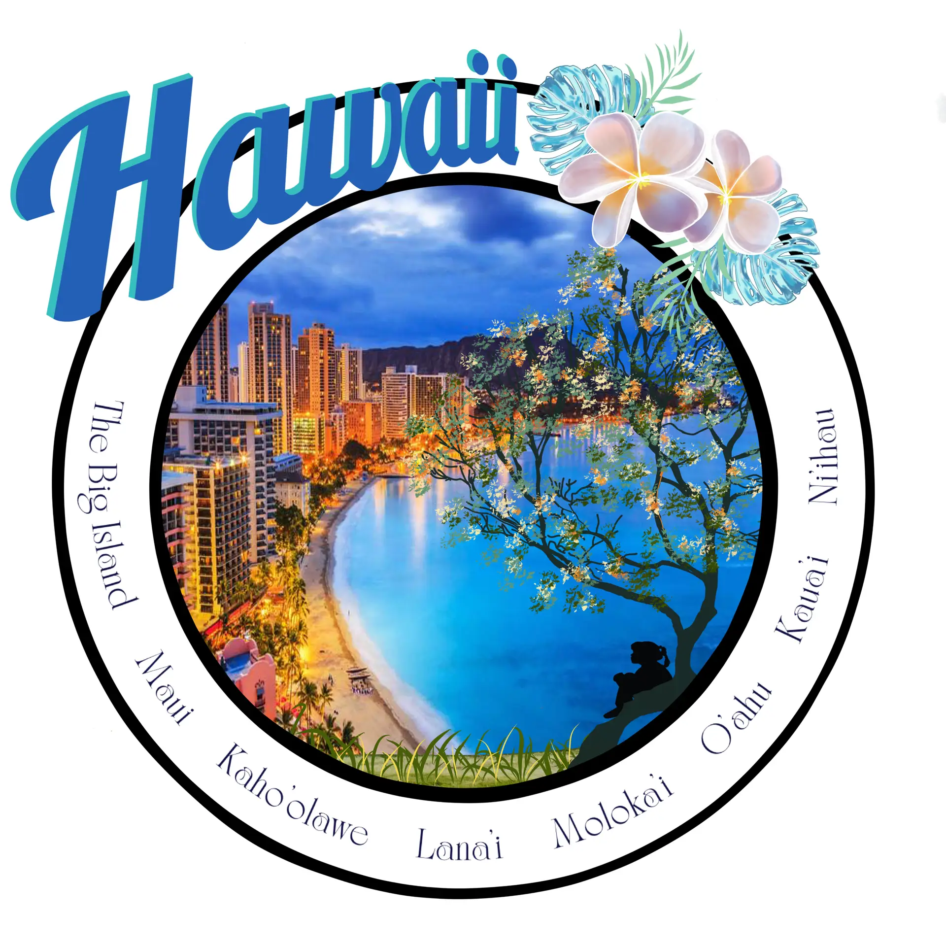 Oahu Night City Scape Heather White