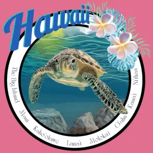 hawaiian sea turtle island tee heathered baby blue