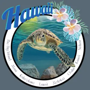 hawaiian sea turtle island tee heathered baby blue