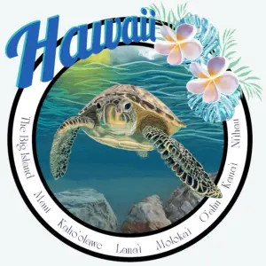 hawaiian sea turtle island tee heathered baby blue