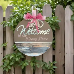 Welcome to Our Happy Place Handmade Decorative Wood Rounds
