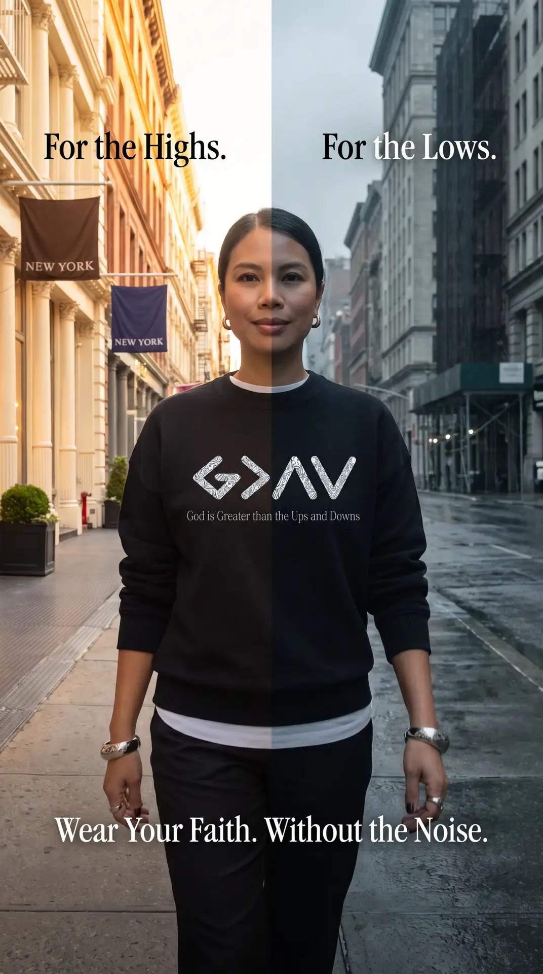 God is Great Hoodie Black with white lines and white lettering - Image 2