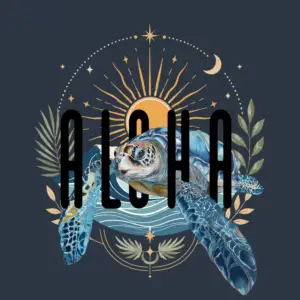Aloha heather navy turtle