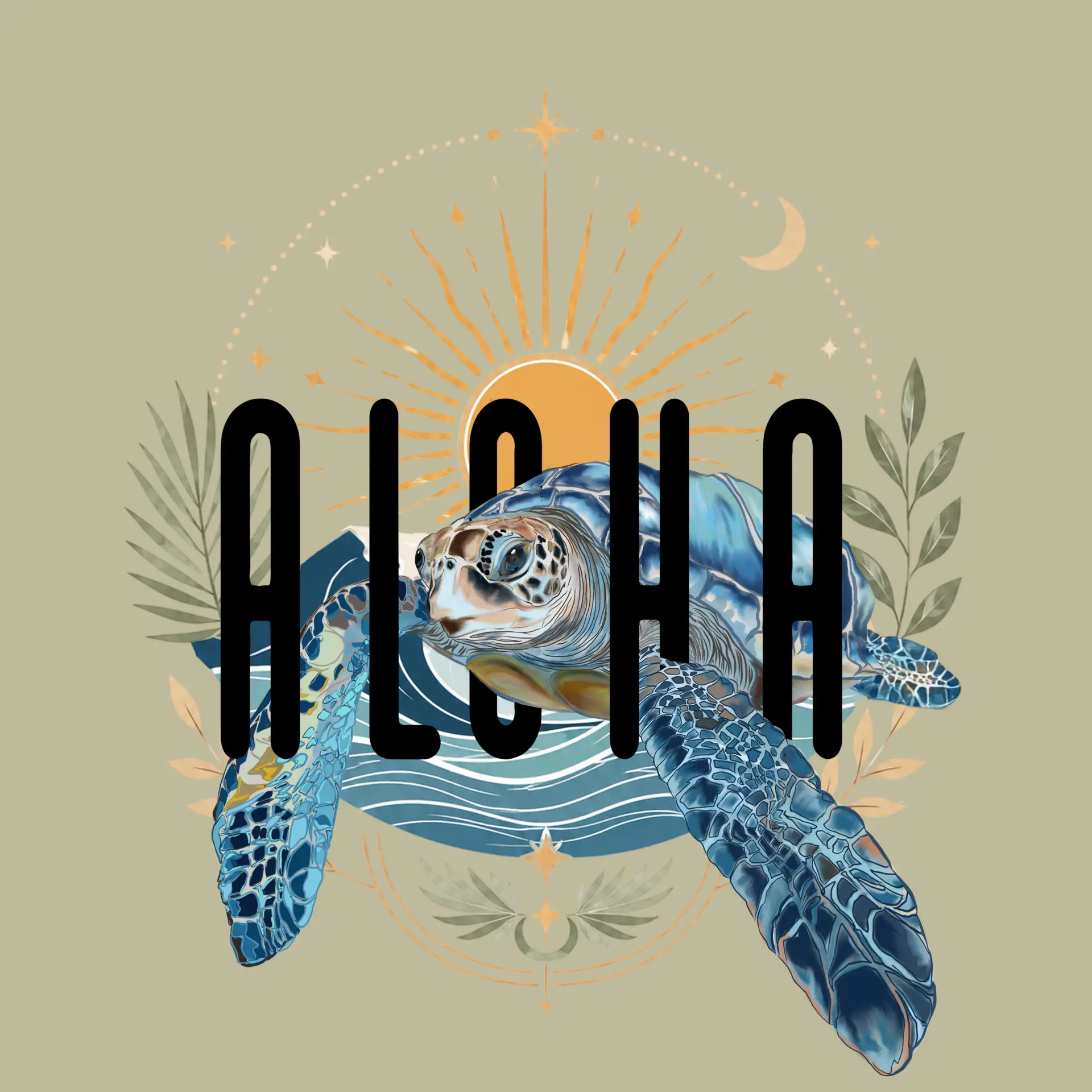 Aloha Honu Sea Turtle Shirt Heather Tan