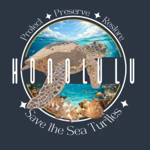 Honolulu Save the Sea Turtles Heather Navy with White lettering