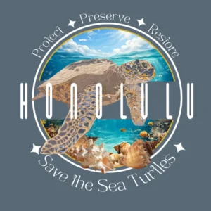 Honolulu Save the Sea Turtles Heather Slate with White Lettering