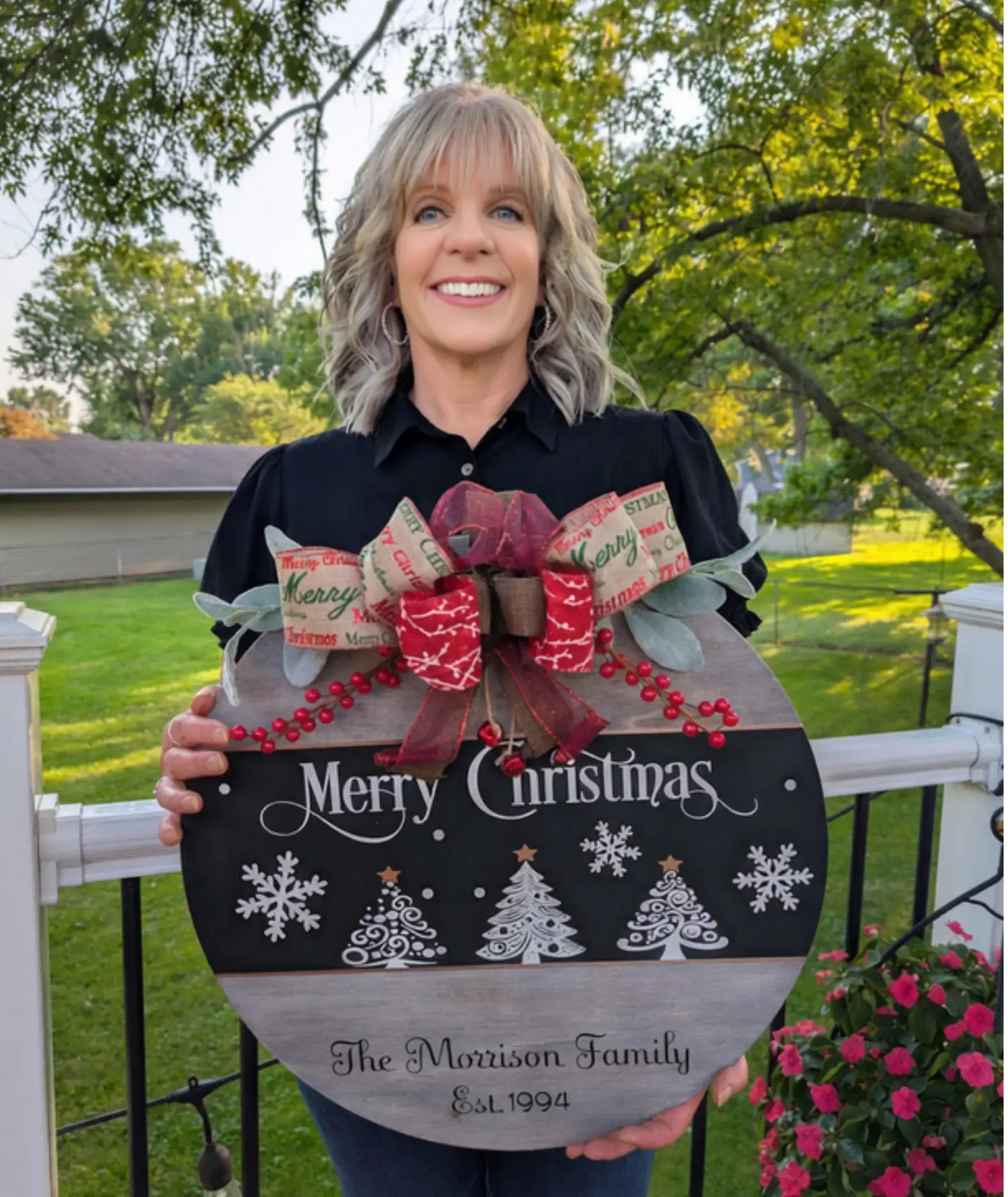 Personalized Christmas Wood Round